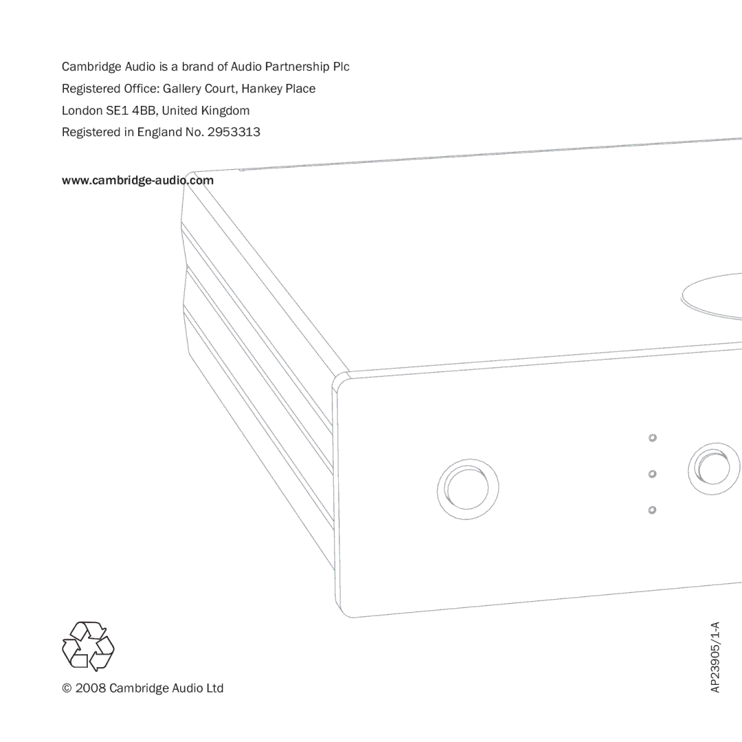 Cambridge Audio azur DacMagic user manual AP23905/1-A 