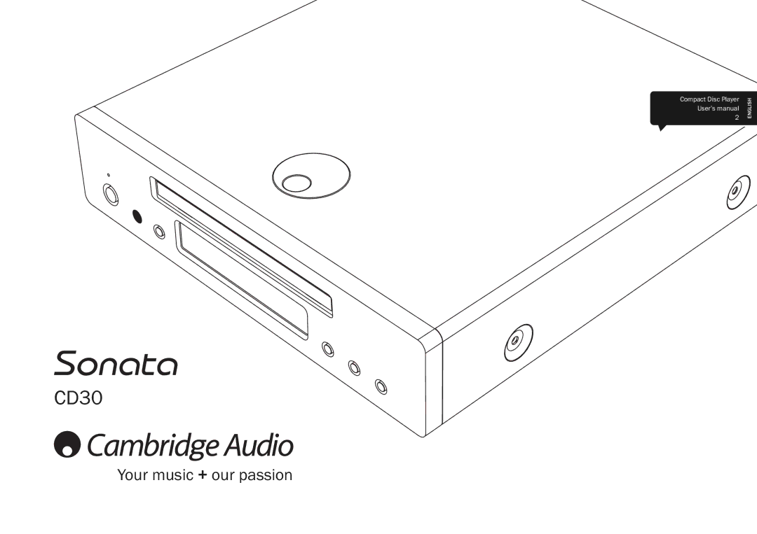 Cambridge Audio CD30 user manual Your music + our passion 