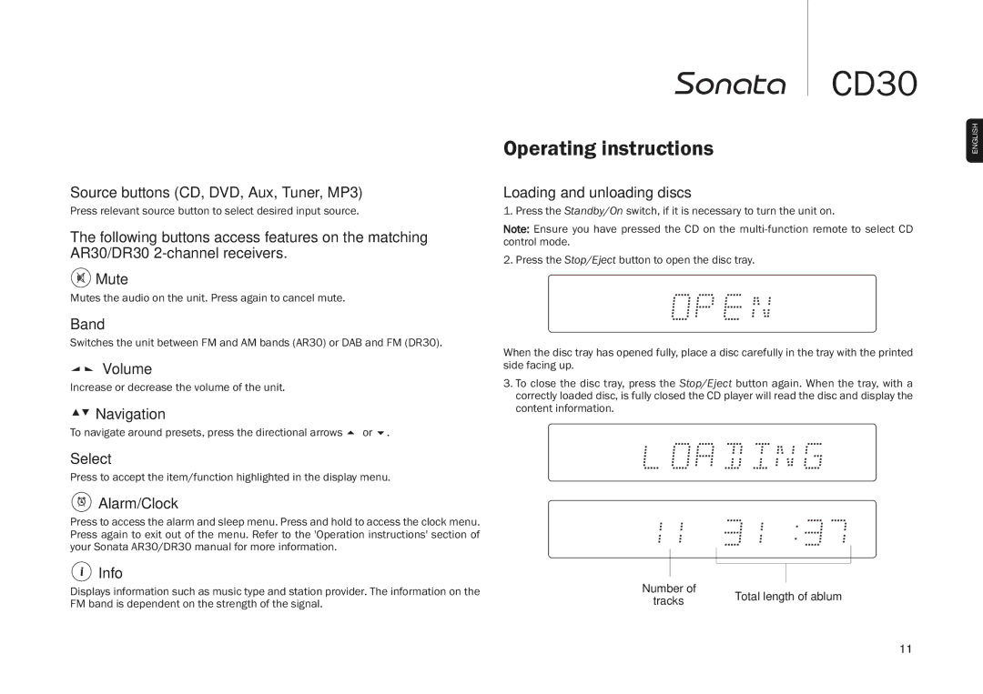 Cambridge Audio CD30 user manual Operating instructions 