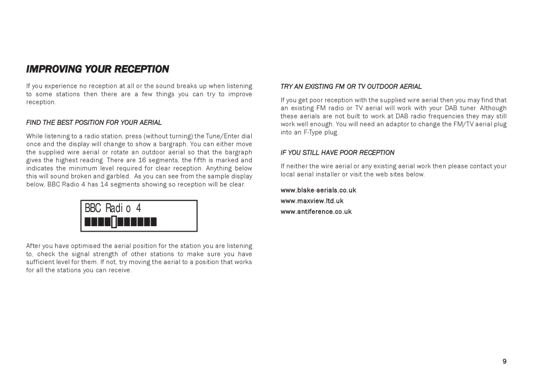 Cambridge Audio DAB500 Improving Your Reception, Find the Best Position for Your Aerial, If YOU Still have Poor Reception 