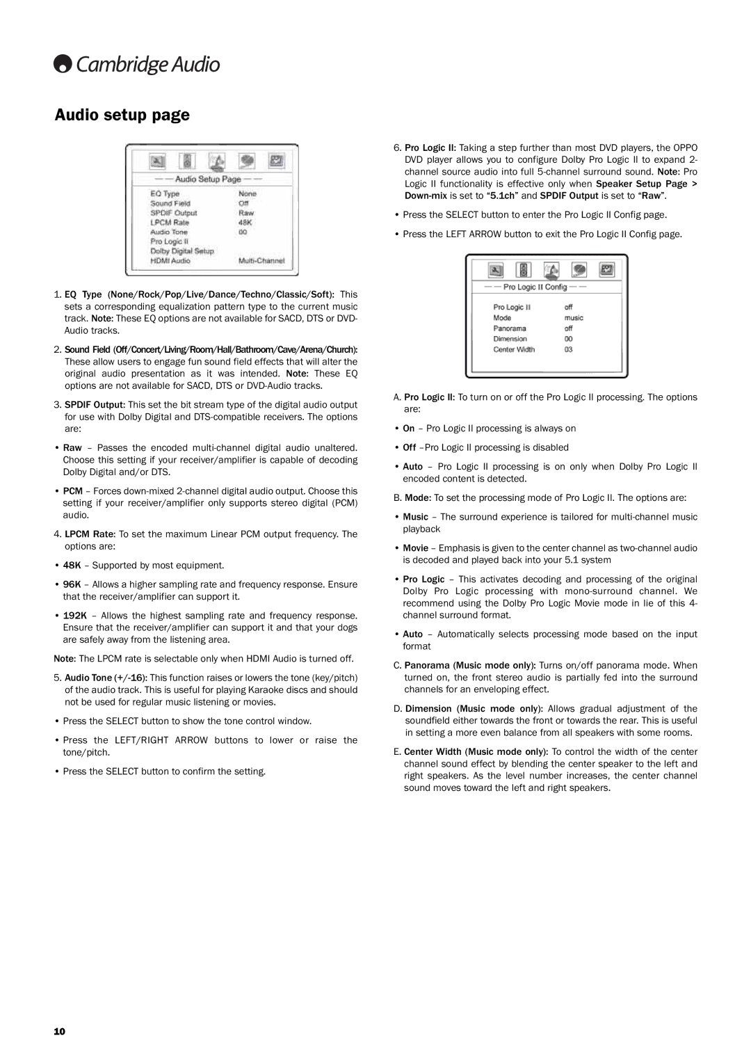 Cambridge Audio DVD89, DVD player user manual Audio setup 