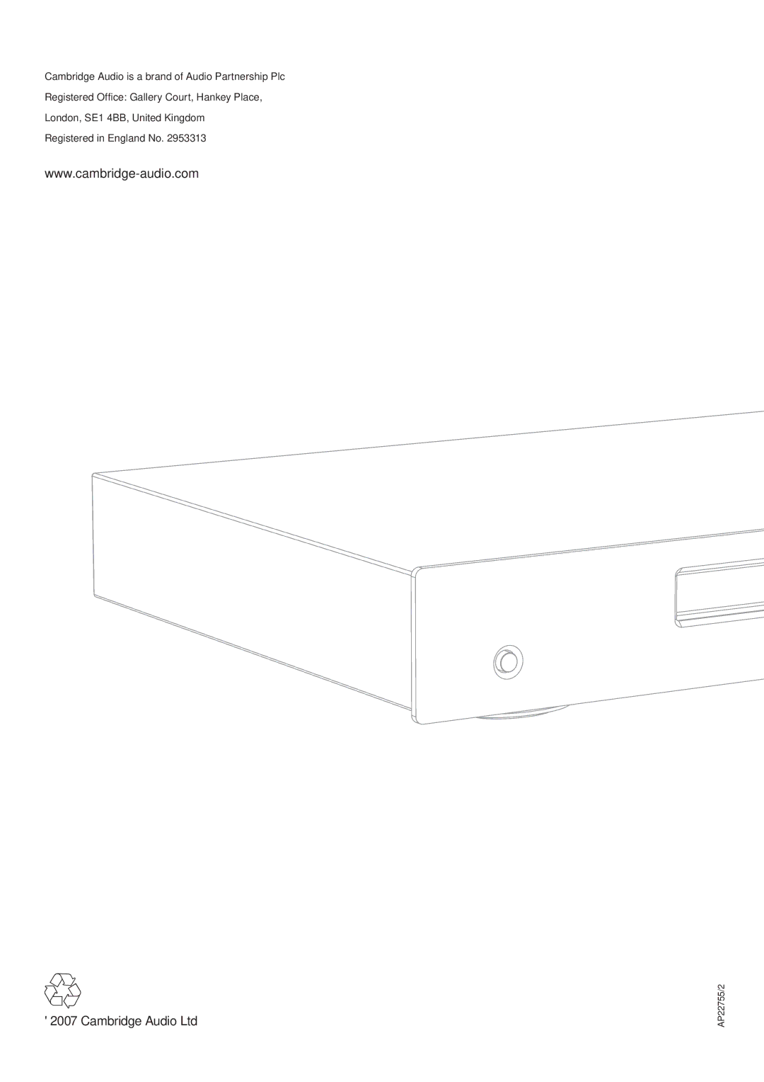 Cambridge Audio DVD99 user manual AP22755/2 