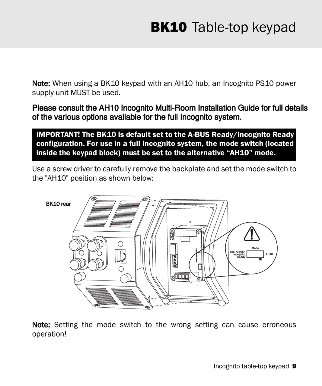 Cambridge Audio Incognito BK10 manual BK10 rear 