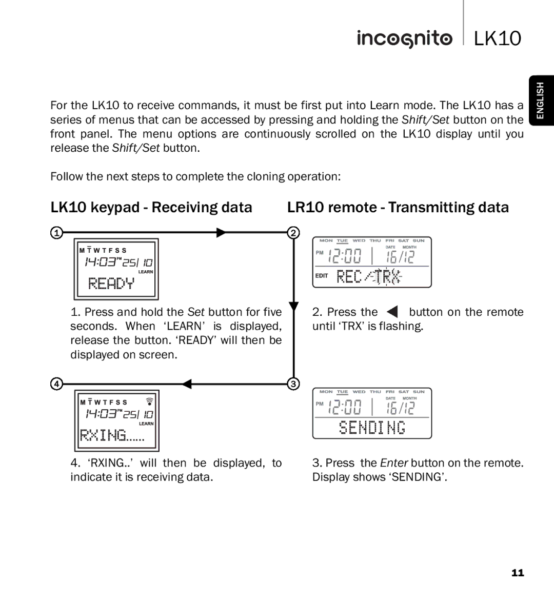 Cambridge Audio manual LK10 keypad Receiving data LR10 remote Transmitting data 