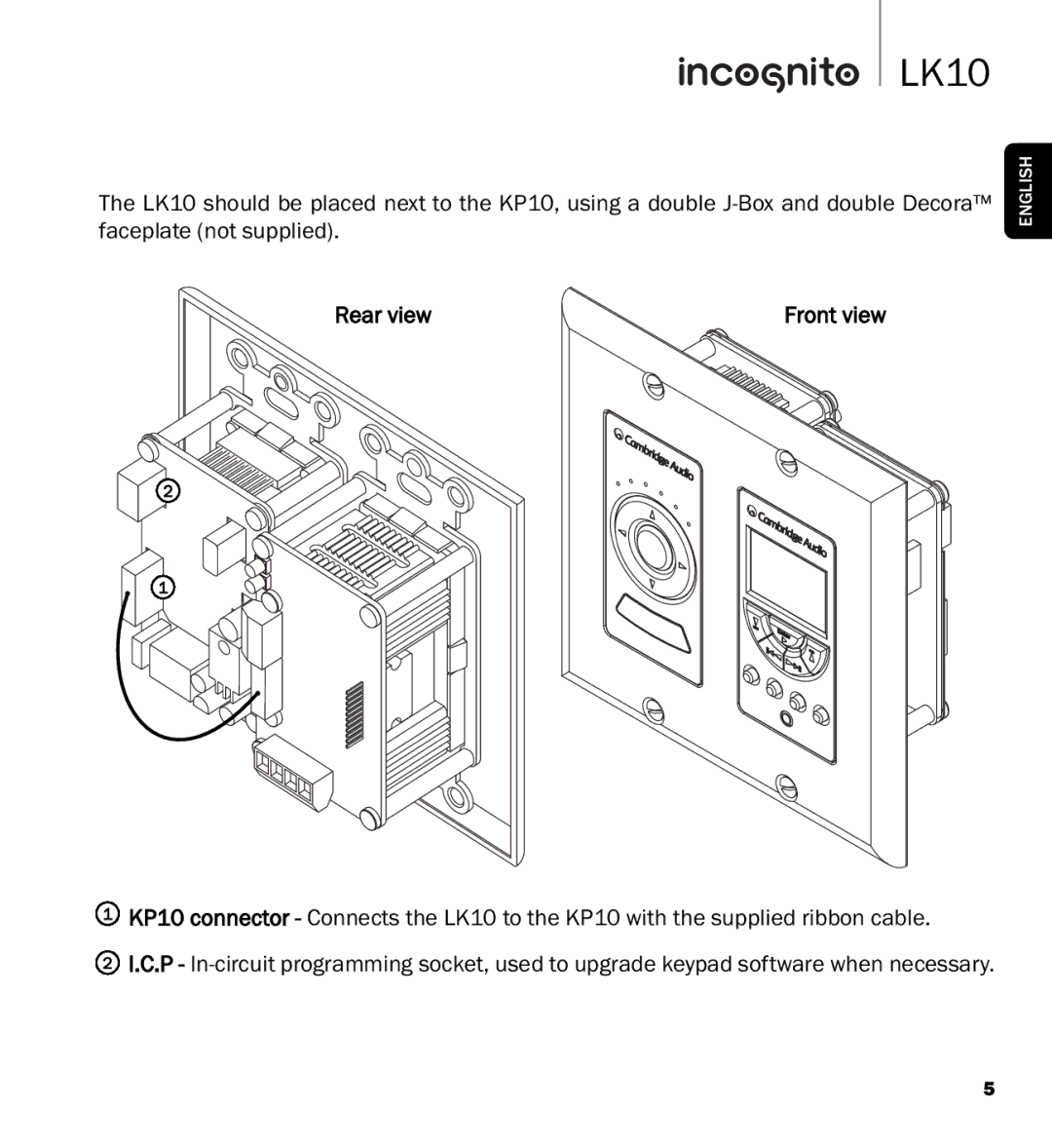 Cambridge Audio LK10 manual Rear view 