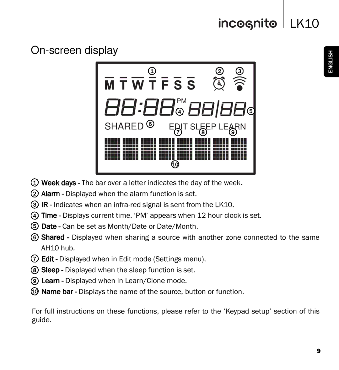 Cambridge Audio LK10 manual On-screen display, Shared 