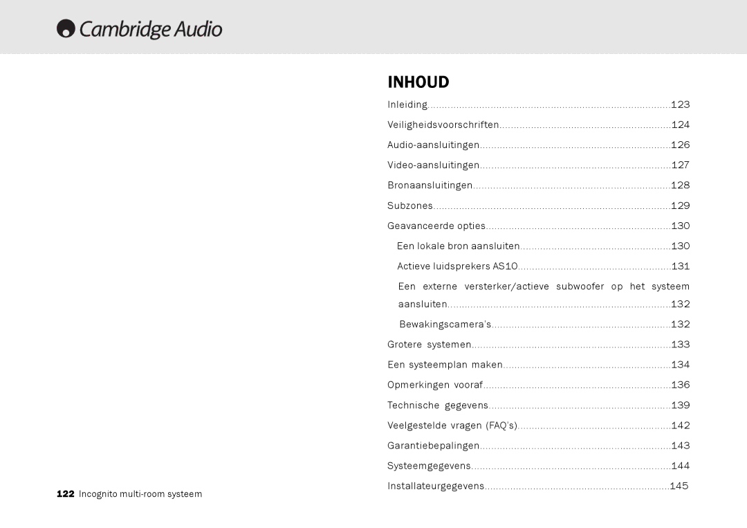 Cambridge Audio Multi-room speaker system manual Inhoud 