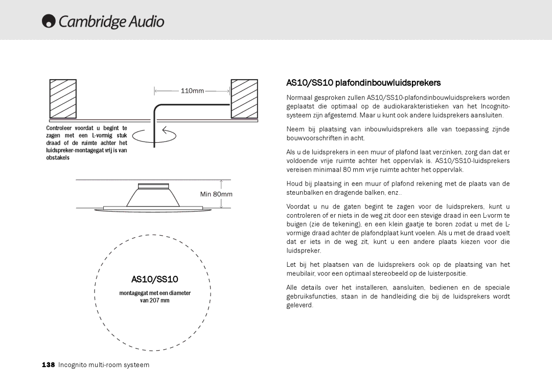 Cambridge Audio Multi-room speaker system manual AS10/SS10 plafondinbouwluidsprekers 