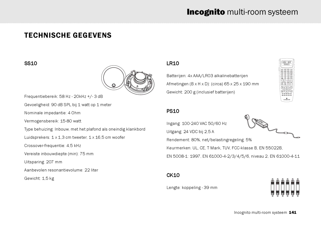 Cambridge Audio Multi-room speaker system manual Lengte koppeling 39 mm Incognito multi-room systeem 