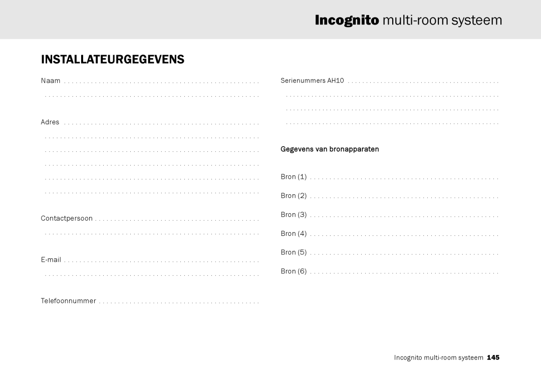 Cambridge Audio Multi-room speaker system manual Installateurgegevens 