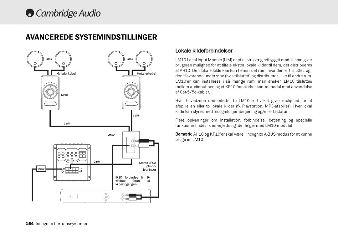 Cambridge Audio Multi-room speaker system manual Avancerede Systemindstillinger, Lokale kildeforbindelser 