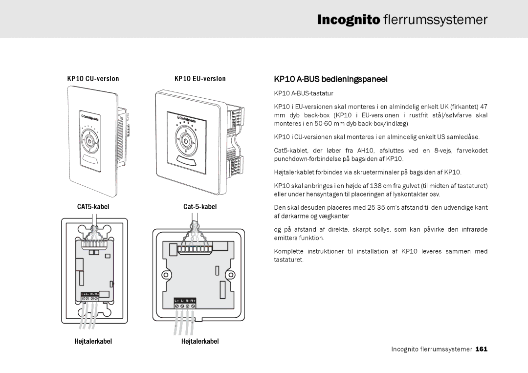 Cambridge Audio Multi-room speaker system manual KP10 A-BUS bedieningspaneel 