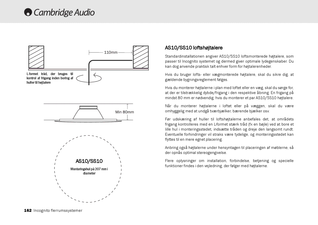 Cambridge Audio Multi-room speaker system manual AS10/SS10 loftshøjtalere 