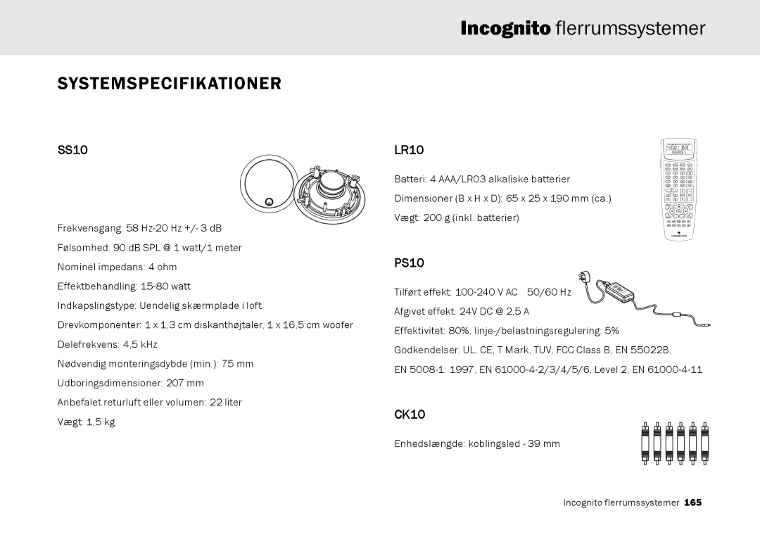 Cambridge Audio Multi-room speaker system manual Enhedslængde koblingsled 39 mm Incognito flerrumssystemer 