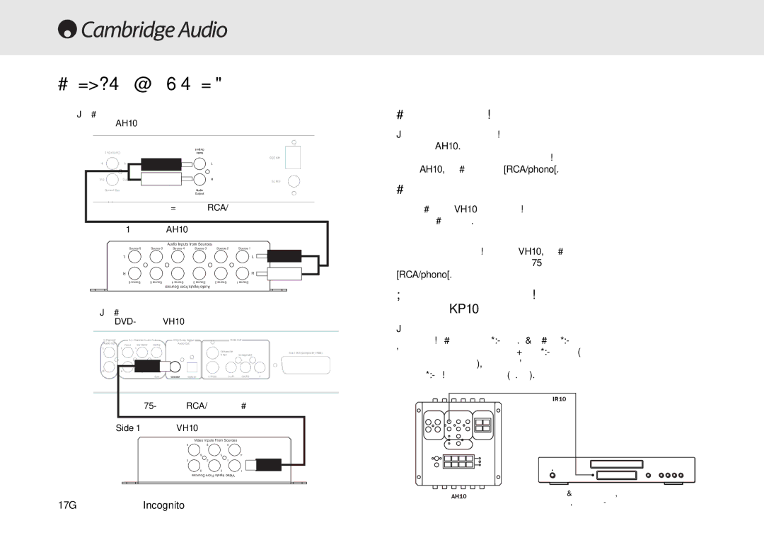 Cambridge Audio Multi-room speaker system manual Подключения источников звука, Подключения видеоисточников 