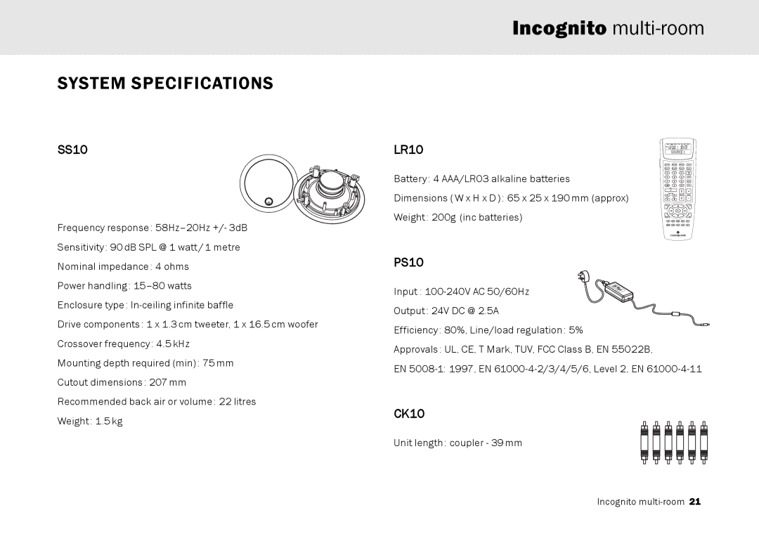 Cambridge Audio Multi-room speaker system manual SS10, LR10, PS10, CK10 