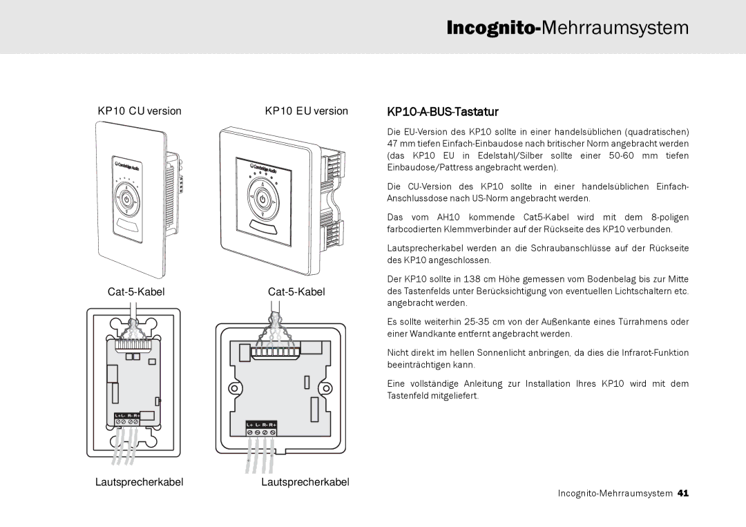 Cambridge Audio Multi-room speaker system manual Incognito-Mehrraumsystem 