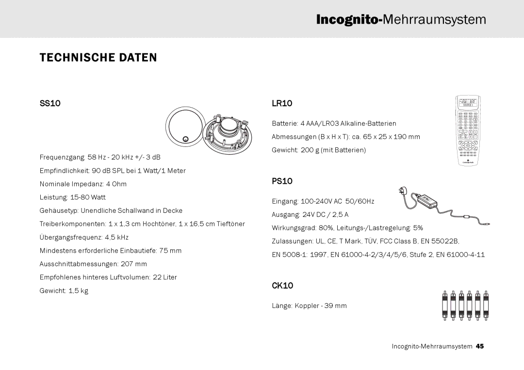 Cambridge Audio Multi-room speaker system manual Länge Koppler 39 mm Incognito-Mehrraumsystem 