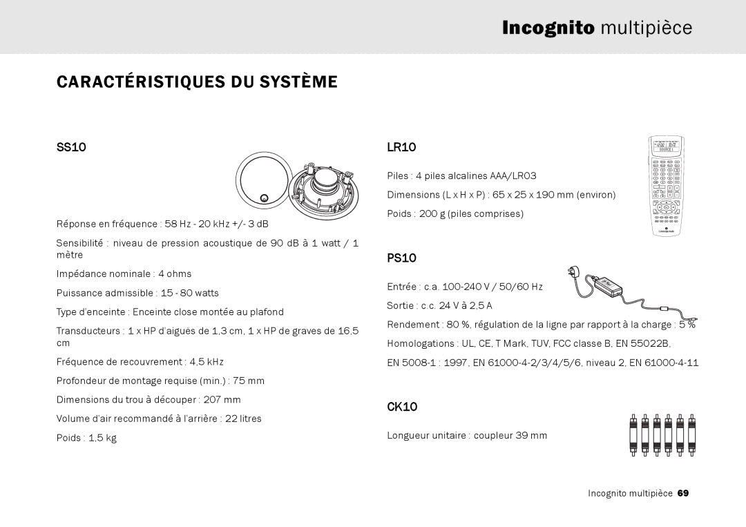 Cambridge Audio Multi-room speaker system manual Longueur unitaire coupleur 39 mm Incognito multipièce 