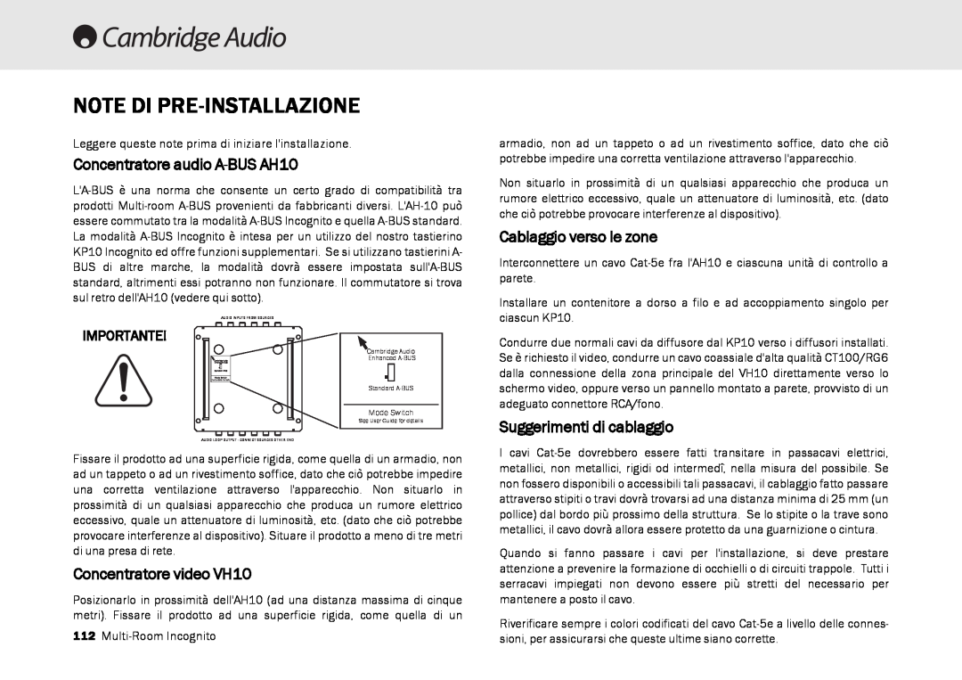 Cambridge Audio Multi-room speaker system Note Di Pre-Installazione, Cablaggio verso le zone, Suggerimenti di cablaggio 
