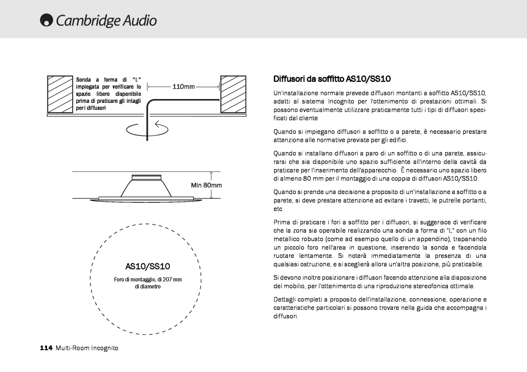Cambridge Audio Multi-room speaker system manual Diffusori da soffitto AS10/SS10 