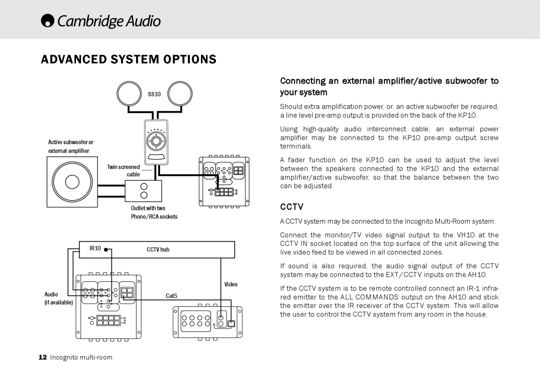 Cambridge Audio Multi-room speaker system manual Cctv, Advanced System Options 
