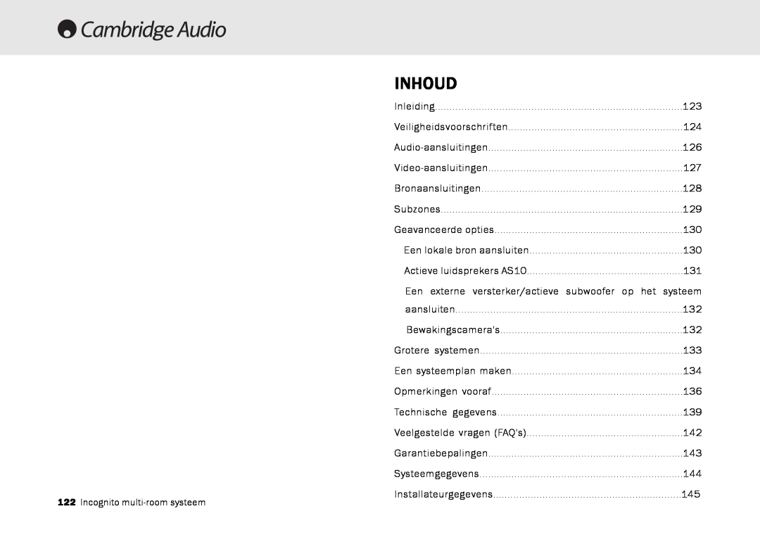 Cambridge Audio Multi-room speaker system manual Inhoud 