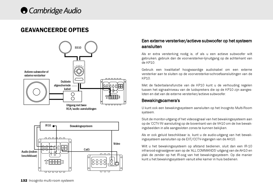 Cambridge Audio Multi-room speaker system manual Bewakingscameras, Geavanceerde Opties 