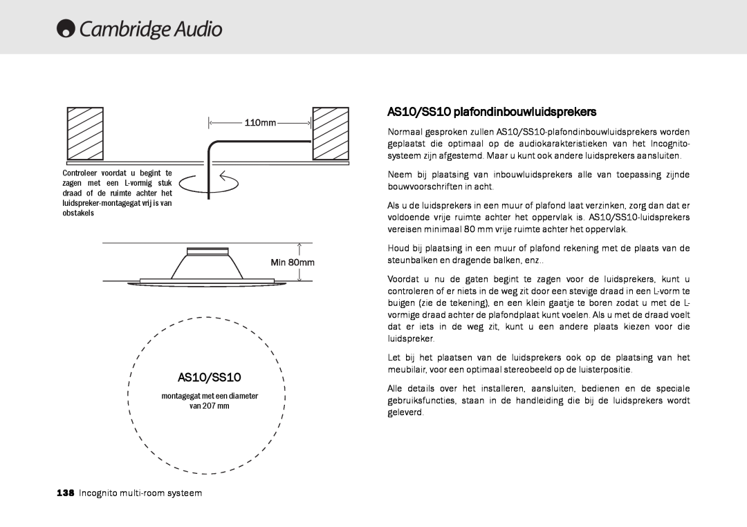Cambridge Audio Multi-room speaker system manual AS10/SS10 plafondinbouwluidsprekers 