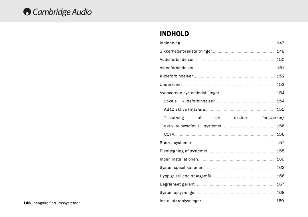 Cambridge Audio Multi-room speaker system manual Indhold 