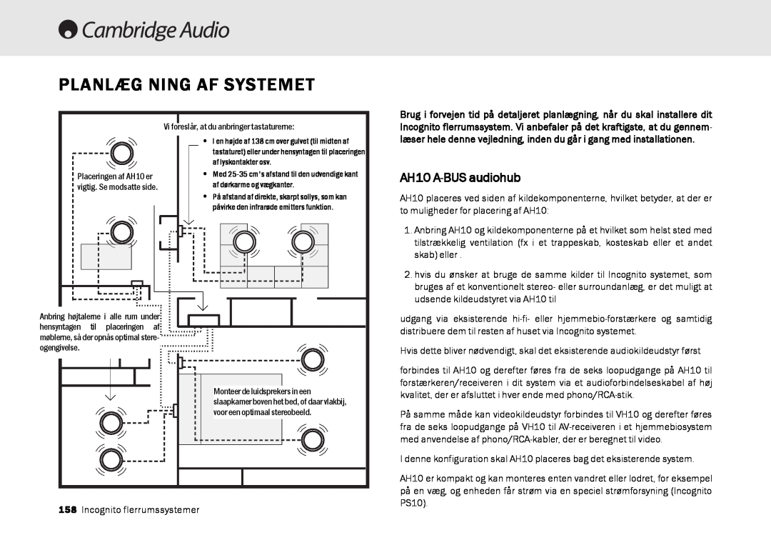 Cambridge Audio Multi-room speaker system manual Planlæg Ning Af Systemet, AH10 A-BUS audiohub 