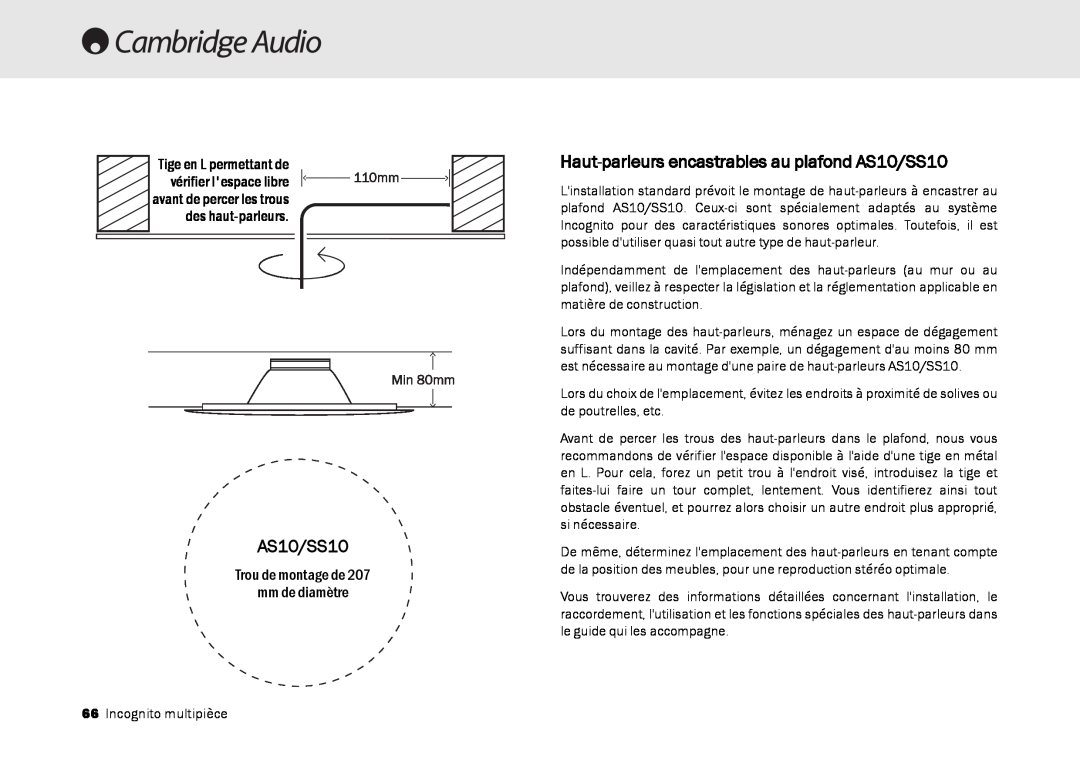 Cambridge Audio Multi-room speaker system manual Haut-parleurs encastrables au plafond AS10/SS10 