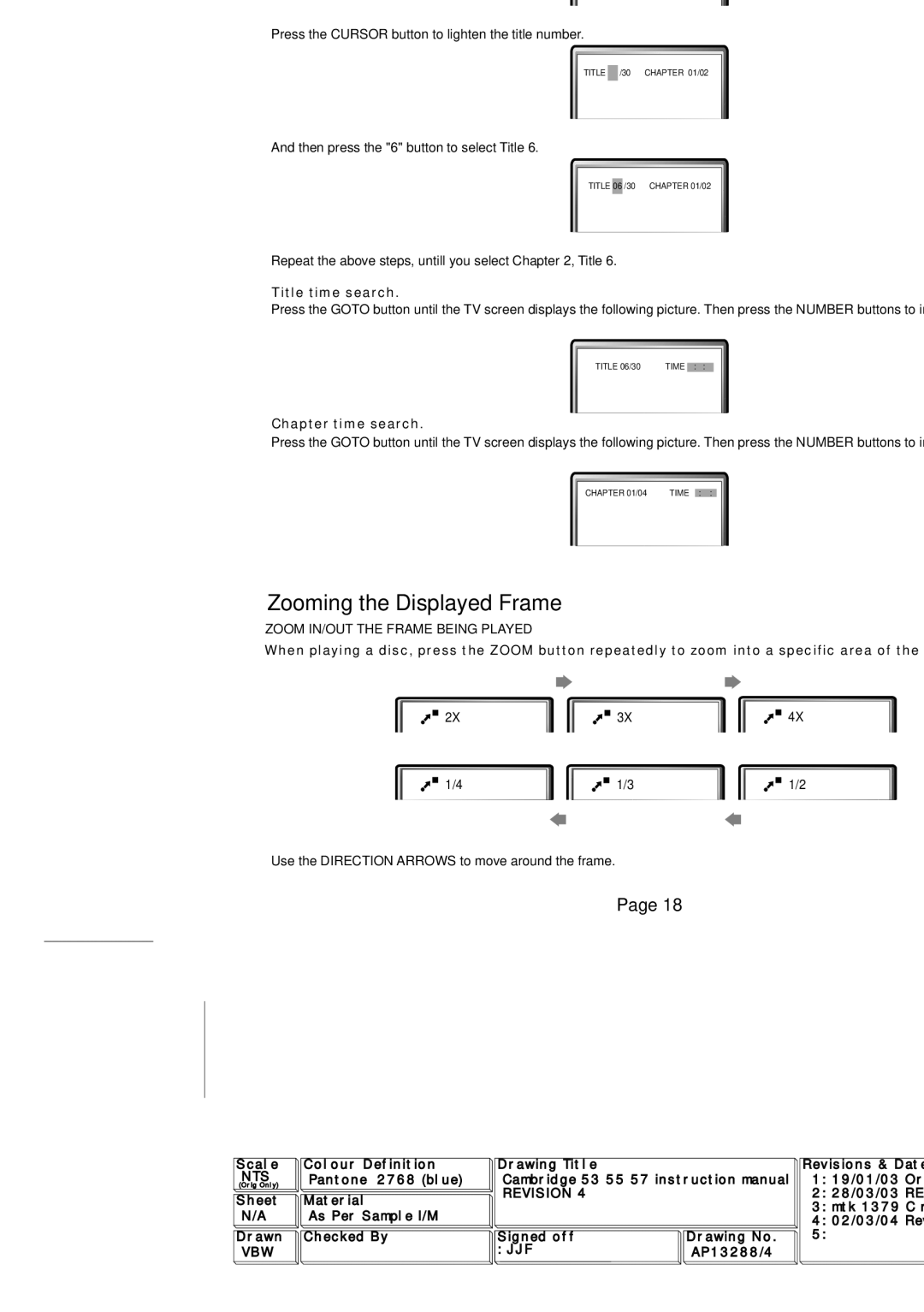 Cambridge Audio SERIES50 owner manual Playback from a Desired Point, Zooming the Displayed Frame 