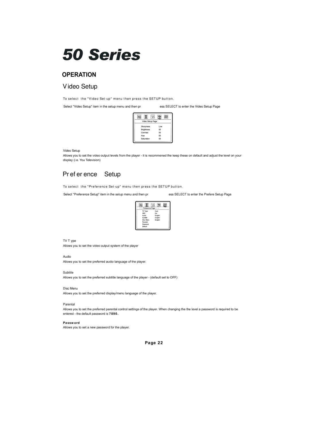 Cambridge Audio SERIES50 owner manual Video Setup, Preference Setup 