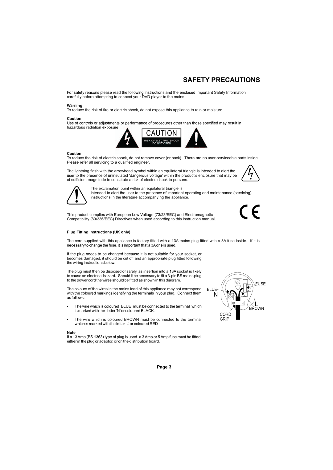 Cambridge Audio SERIES50 owner manual Safety Precautions, Plug Fitting Instructions UK only 