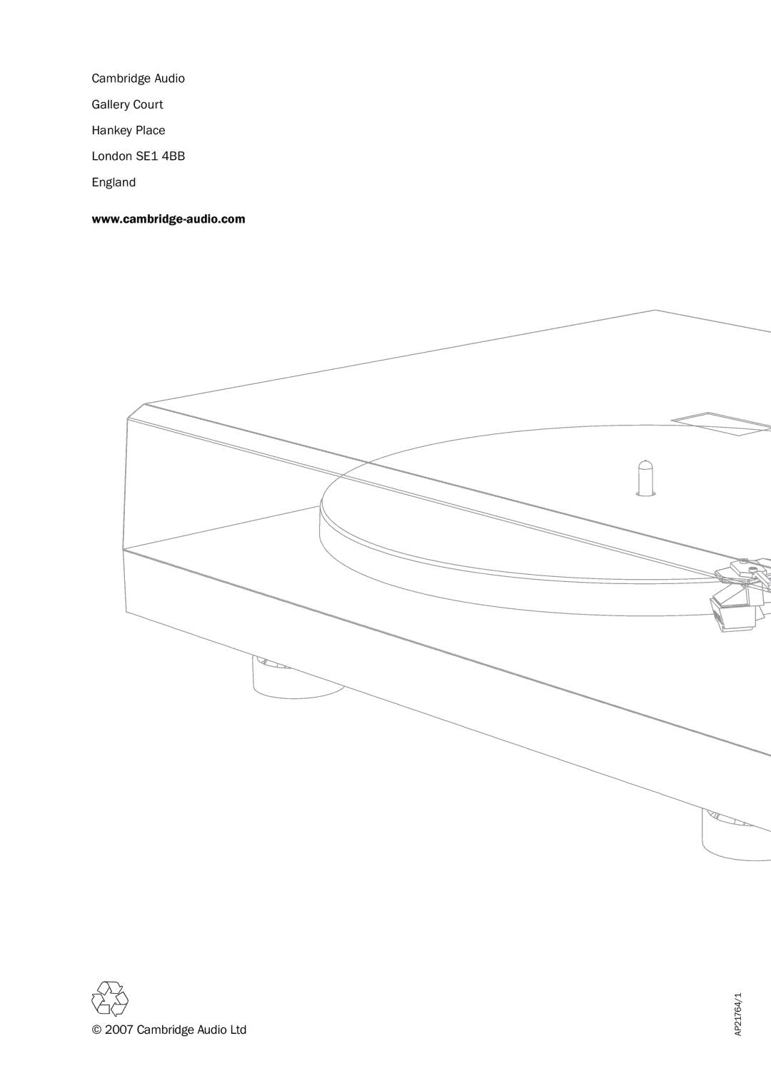 Cambridge Audio TT50 user manual AP21764/1 