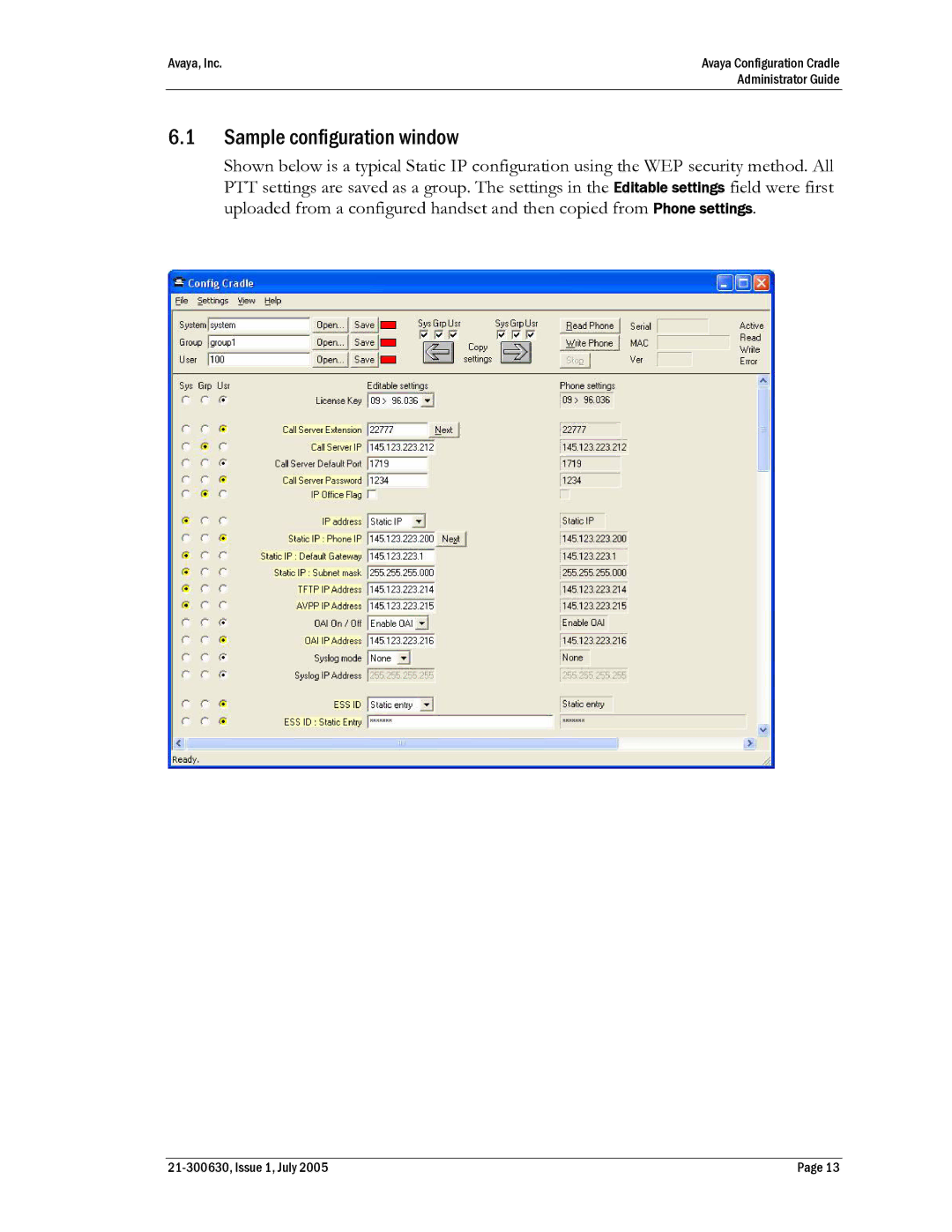 Cambridge SoundWorks 3620 manual Sample configuration window 