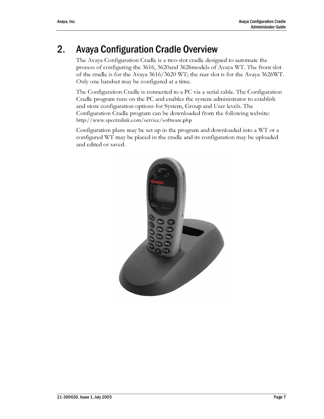 Cambridge SoundWorks 3620 manual Avaya Configuration Cradle Overview 