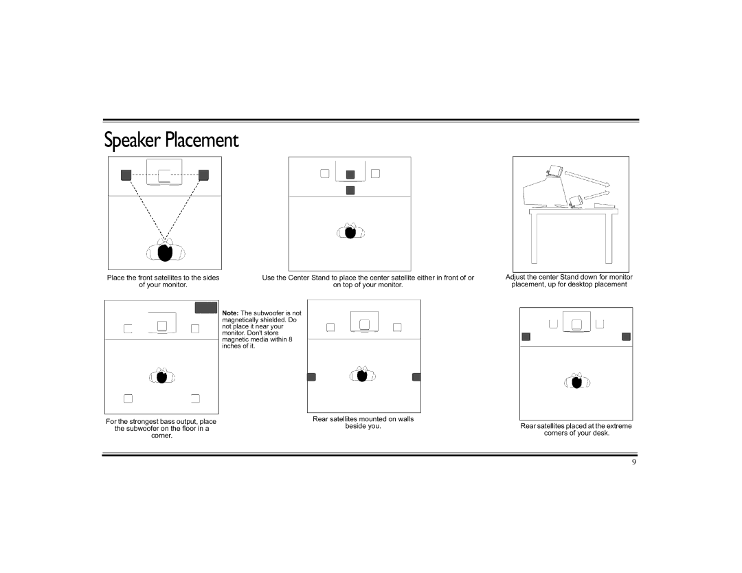 Cambridge SoundWorks 510D operating instructions Speaker Placement 