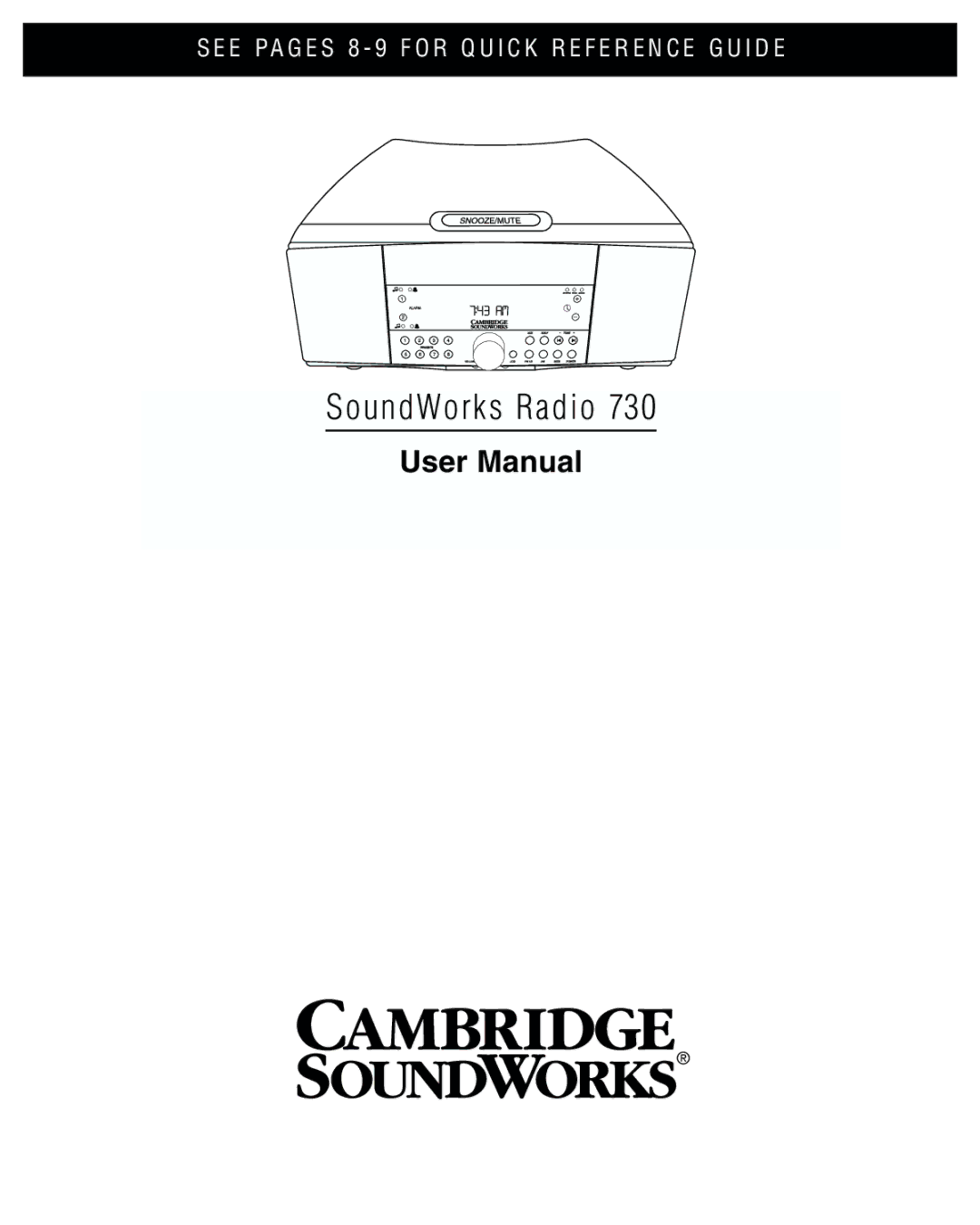 Cambridge SoundWorks 730 user manual SoundWorks Radio 