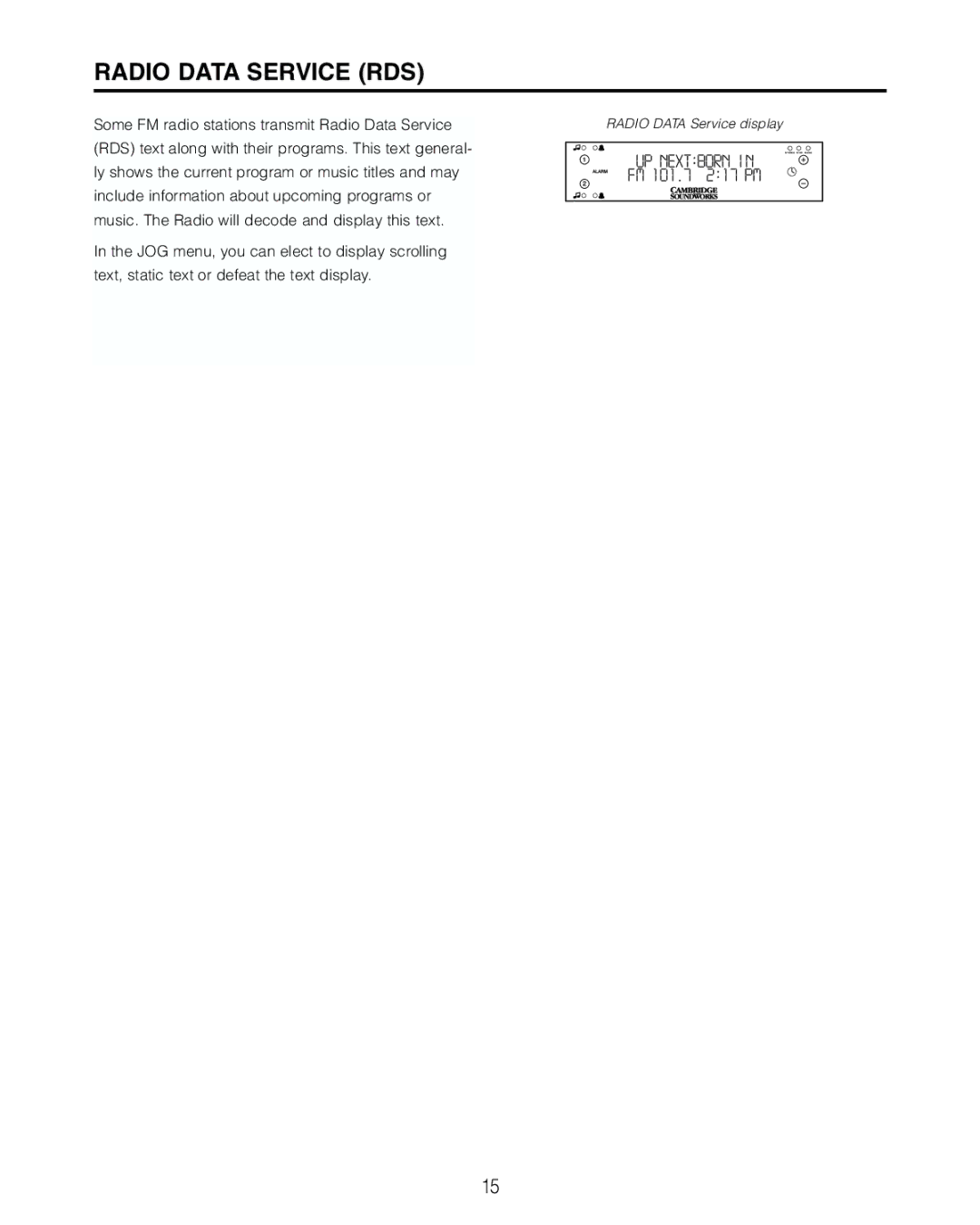 Cambridge SoundWorks 730 user manual Radio Data Service RDS 