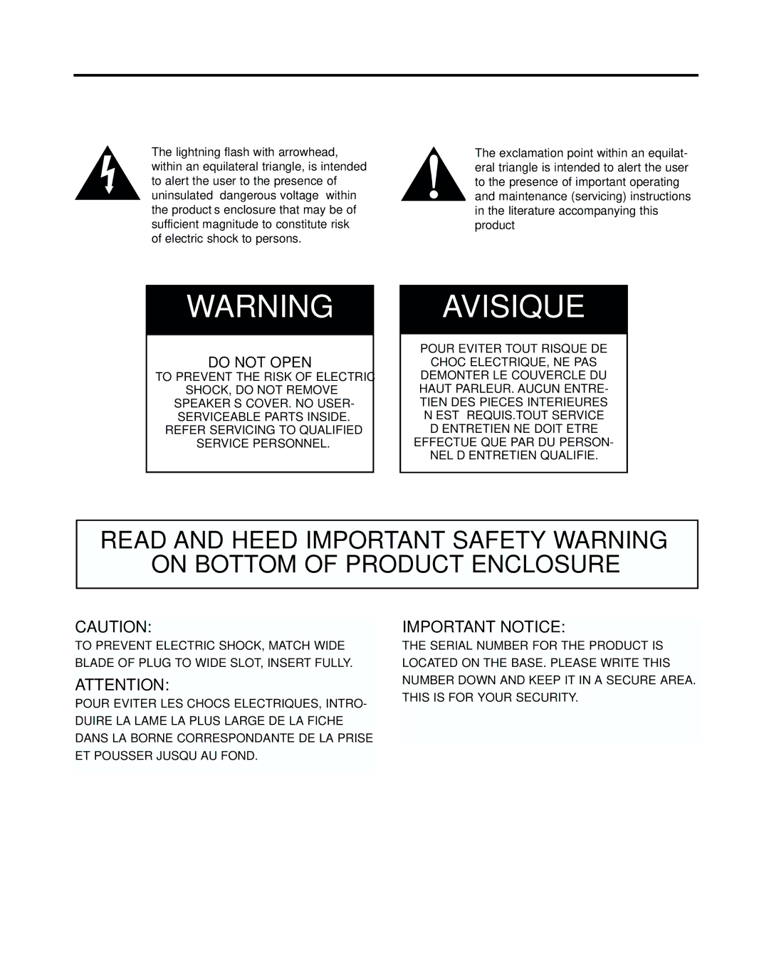 Cambridge SoundWorks 730 user manual Avisique 