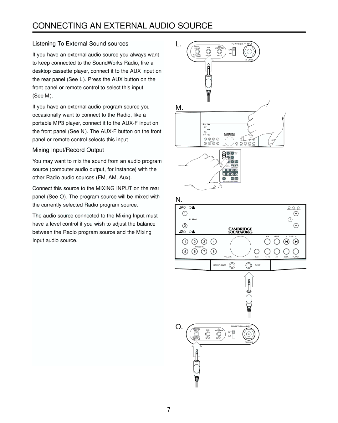 Cambridge SoundWorks 730 user manual Connecting AN External Audio Source, Listening To External Sound sources 