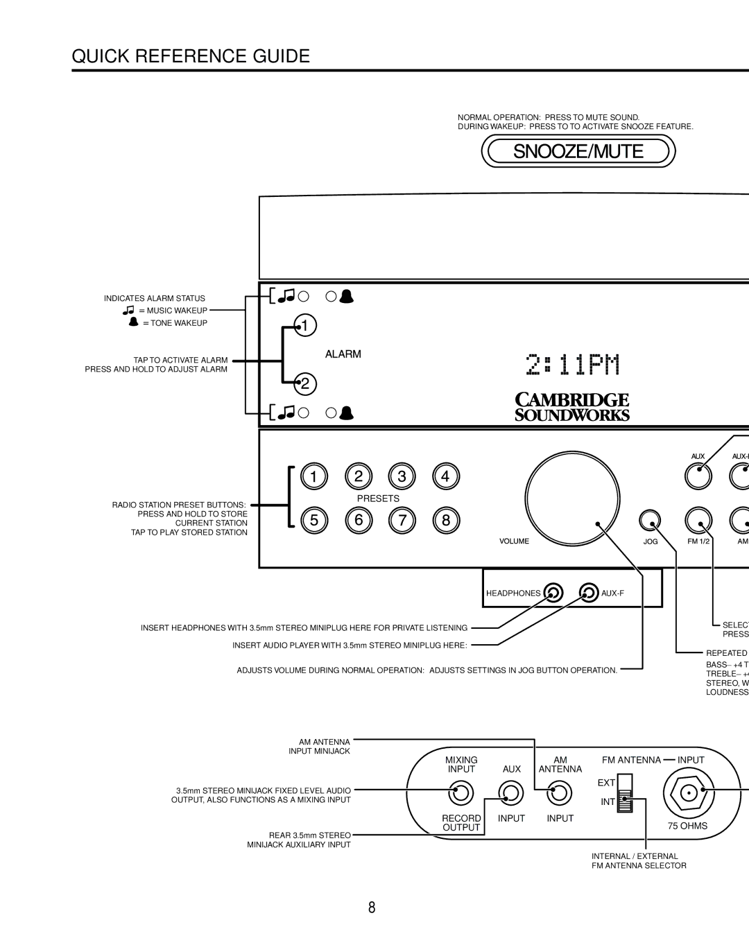 Cambridge SoundWorks 730 user manual Quick Reference Guide, Presets 