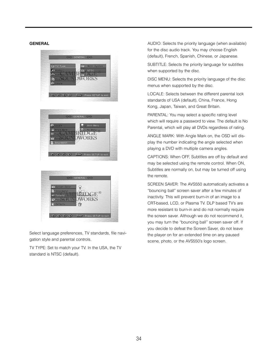 Cambridge SoundWorks AVS550 user manual General 