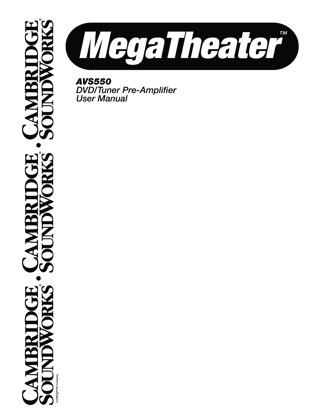Cambridge SoundWorks AVS550 user manual MegaTheater 