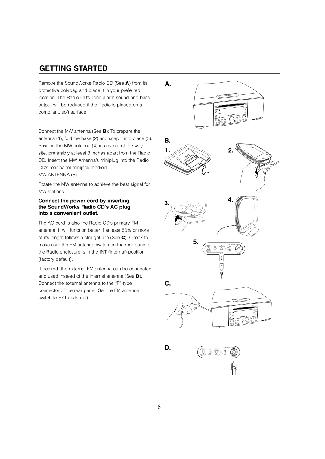 Cambridge SoundWorks C174RCNB user manual Getting Started 