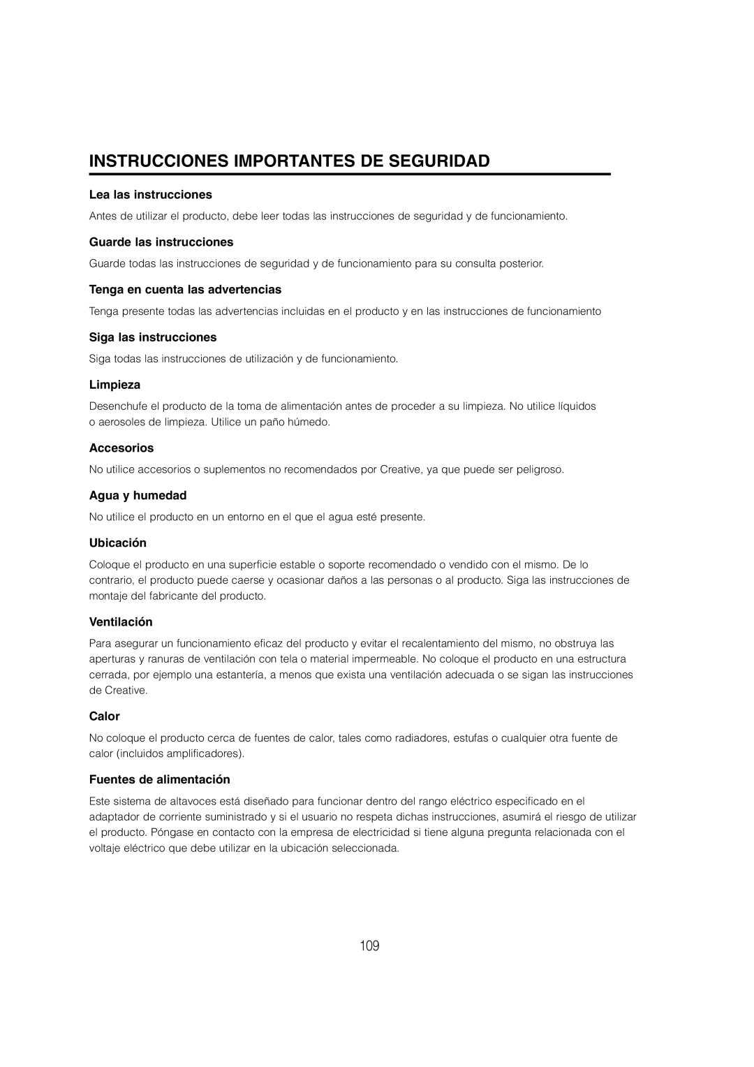 Cambridge SoundWorks C174RCNB user manual Instrucciones Importantes DE Seguridad 