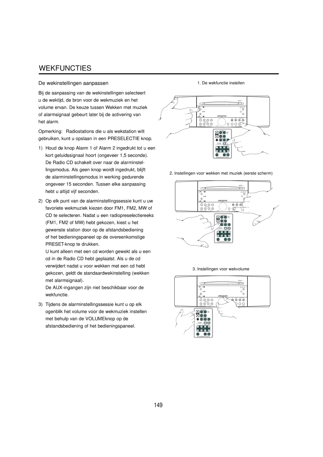 Cambridge SoundWorks C174RCNB user manual Wekfuncties, De wekinstellingen aanpassen, De wekfunctie instellen 