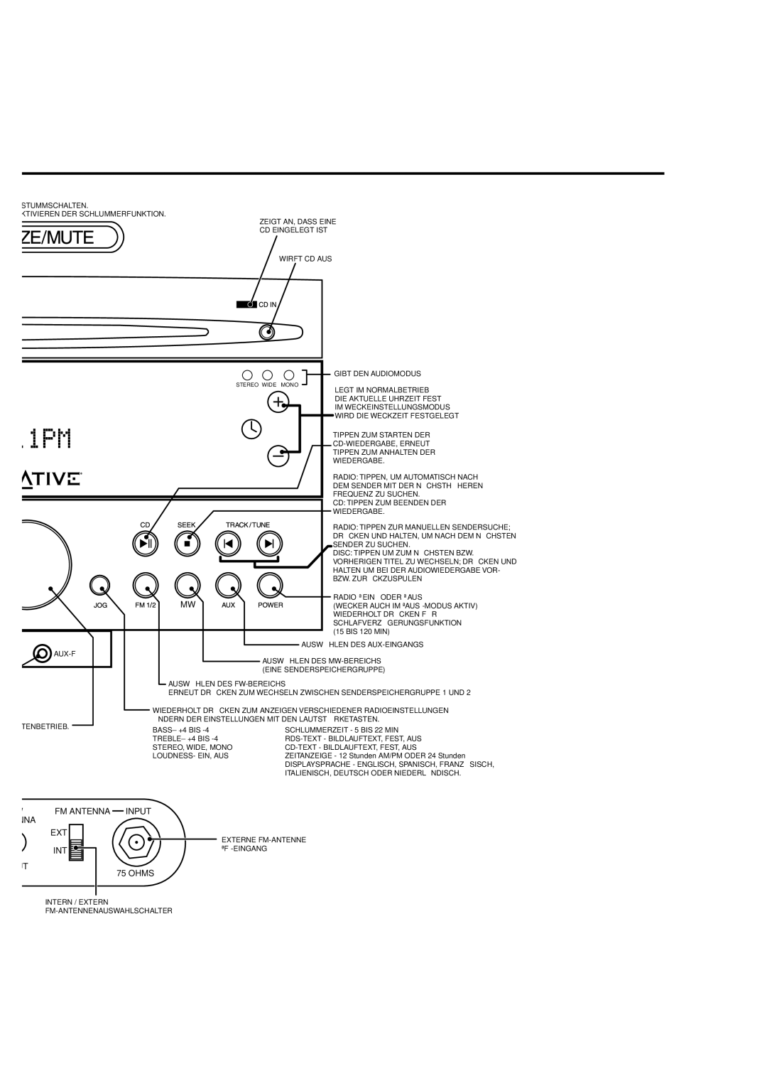 Cambridge SoundWorks C174RCNB user manual Wirft CD AUS, Legt IM Normalbetrieb, Radio „EIN Oder „AUS 